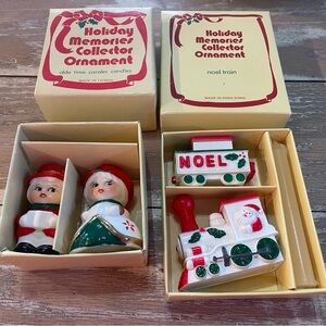 Vintage Holiday Memories Collector Ornaments Lot 2 NIB Carolers And Train